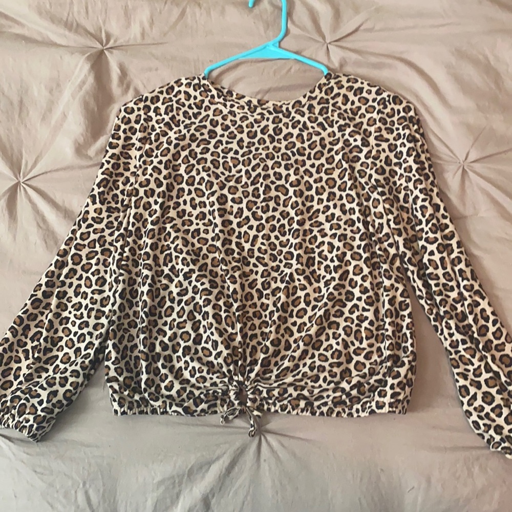 Long Sleeve Leopard Cheetah Print Top